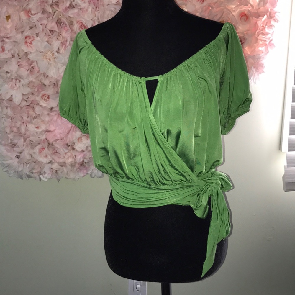 Bebe green off the shoulder top